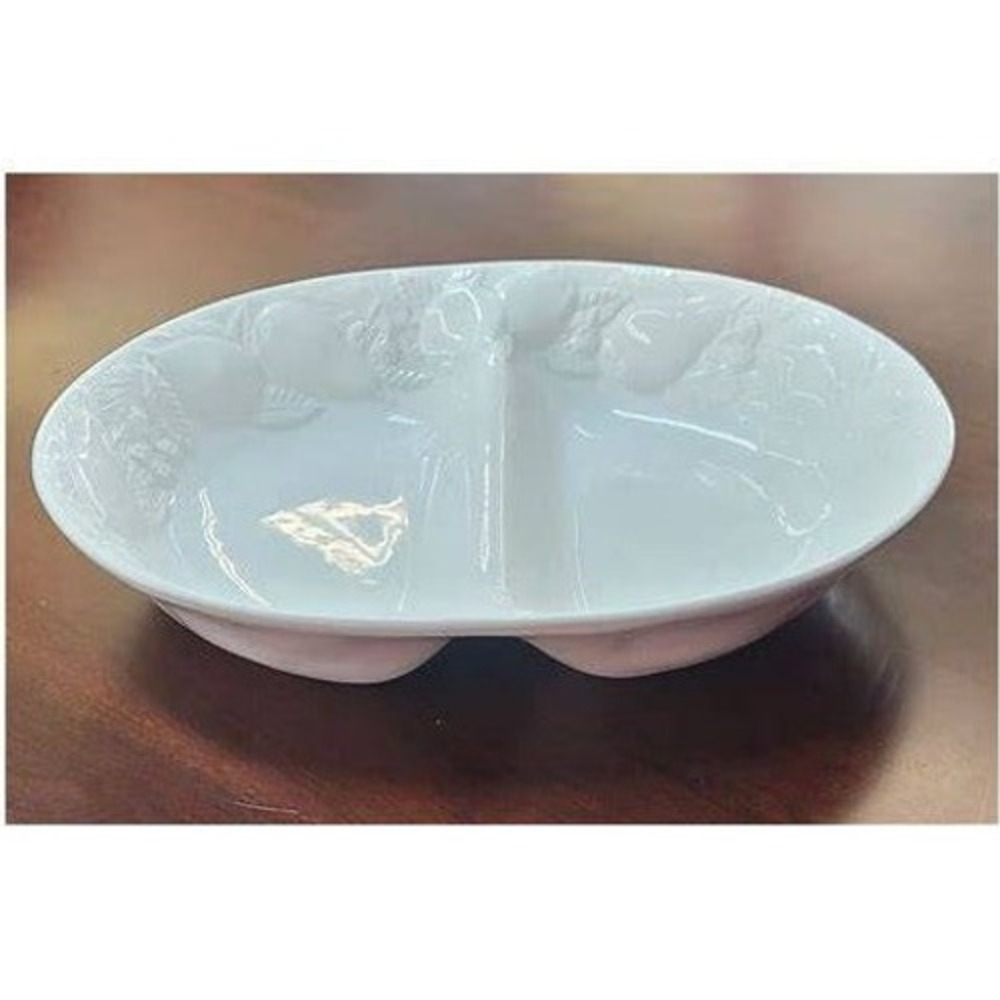 Winsor Browne AN12 Serving Dish Embossed Floral Pattern Oval Made In Italy #8B6